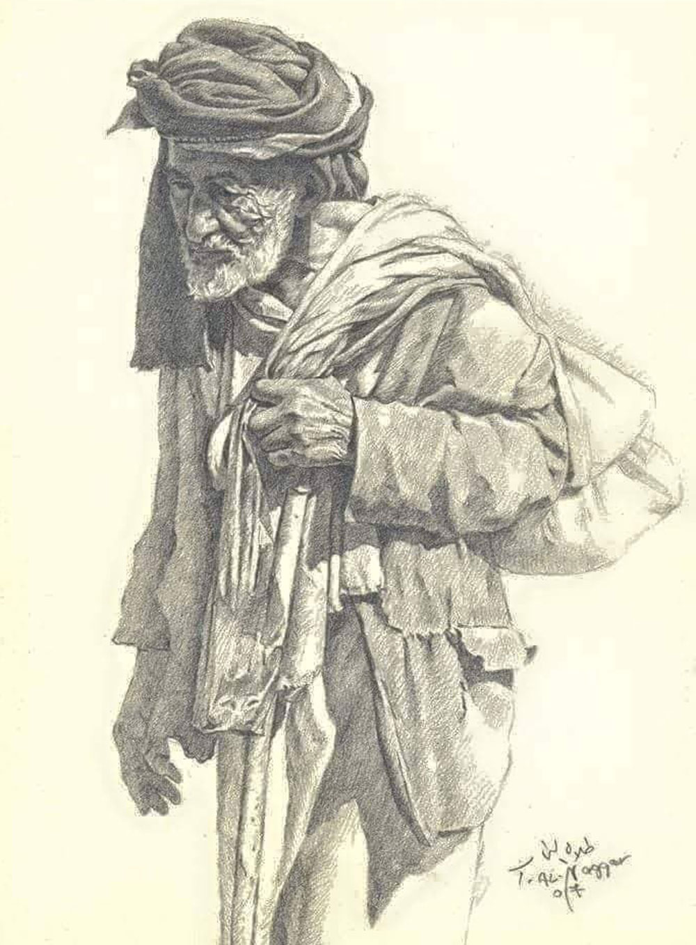 رسم بالقلم لوجوه من صنعاء القديمة