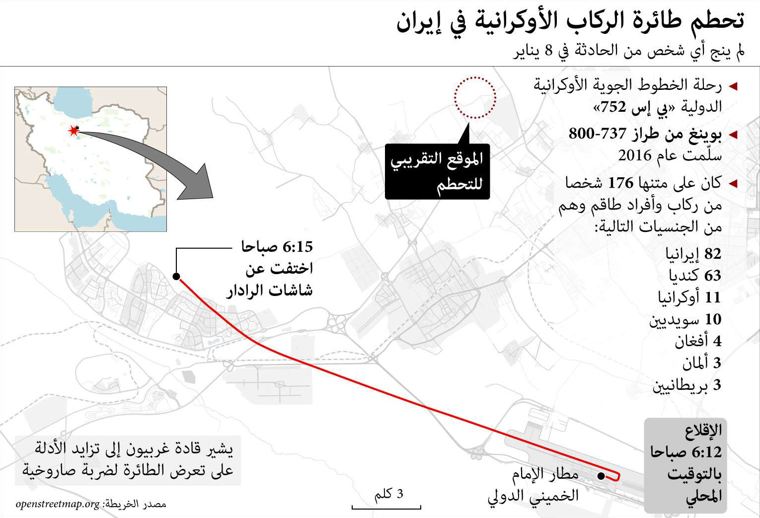مسار تحطم الطائرة 