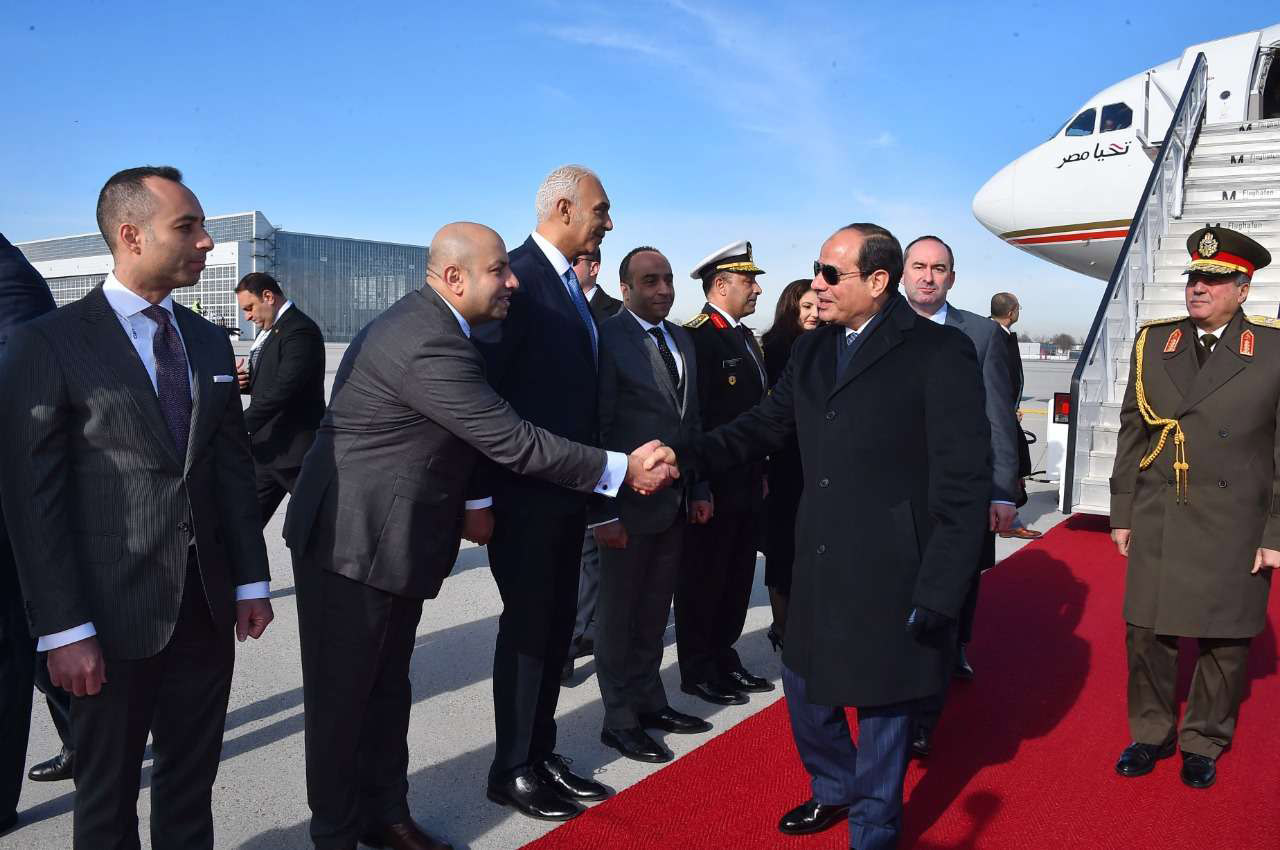 الرئيس المصري عبدالفتاح السيسي يصل إلى مطار ميونيخ الدولي قبيل مؤتمر ميونيخ