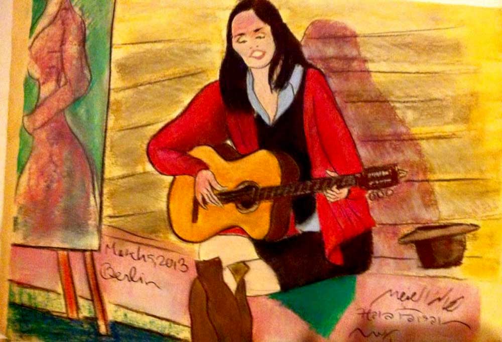 بورتريه ذاتي لهالة الفيصل يشي بعشقها للرسم والموسيقى