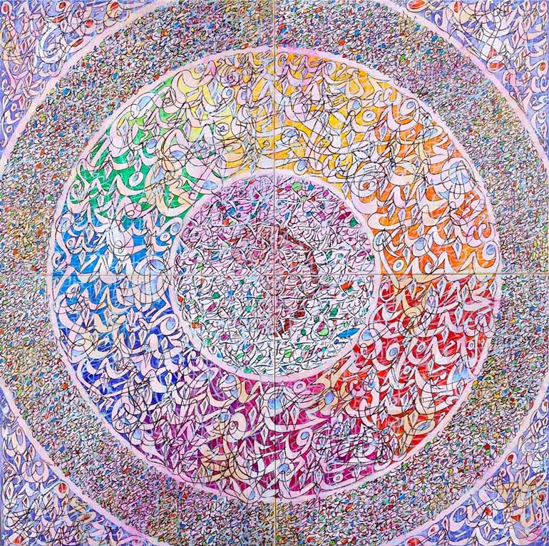 {نسج الكتابة}، وهو عنوان أحد معارضه المتأخرة، سعى فيه قطبي إلى أن يصنع من الحروف أشكالا. تلك الأشكال ستكون مصدر إيحاء بصري مريح. شيء من الزخرفة الحرة التي تضرب بإيقاعها الحواس بطريقة متقطعة