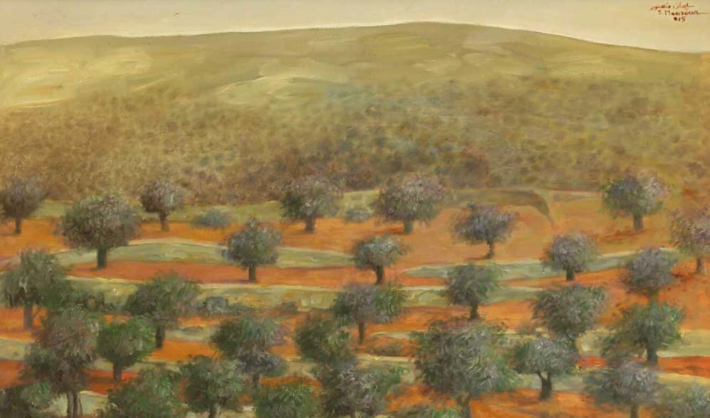 شجرة راسخة في مآقي الأرض (لوحة للفنان الفلسطيني سليمان منصور)