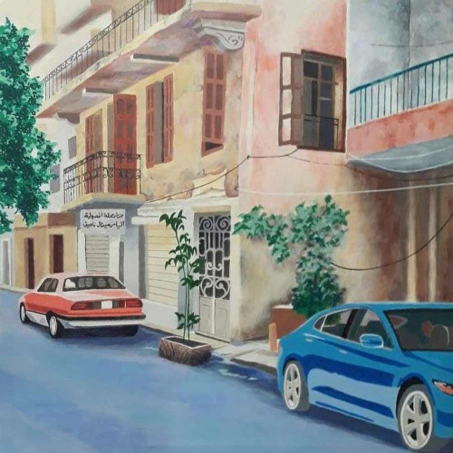 مدينة كاد يهجرها أهلها (لوحة للفنان فادي شماس)