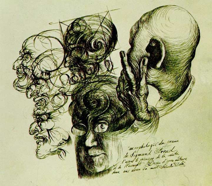 الرسم لسلفادور دالي الذي زار فرويد سنة 1938